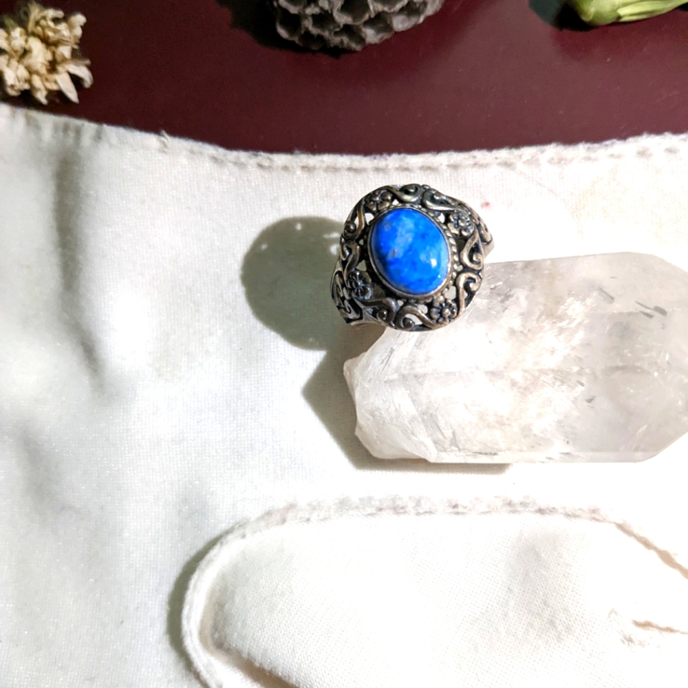 Lapis Lazuli with gold flecks ring, size  7